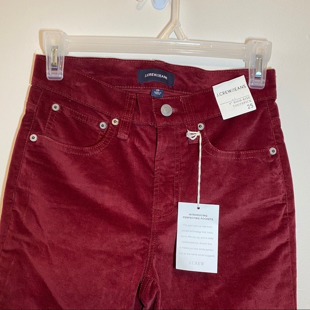J. Crew Red High Rise Toothpick Pants Size 25 - Picture 3 of 13